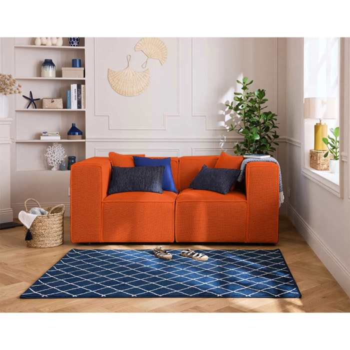 Arty - module d'assise d'angle réversible - en tissu mailles 3D - Orange