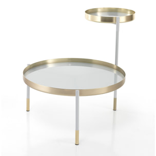 Table basse Tomasucci LINCOLN, en verre, blanc, 60 × 60 × 60 cm
