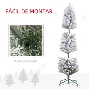 Árbol de Navidad 150 cm Árbol de Navidad Artificial Nevado con 120 Luces LED 263 Ramas y Soporte de Metal Árbol de Navideño para Salón Verde y Blanco