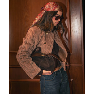 Chaqueta corta de pelo con doble abotonadura de mujer