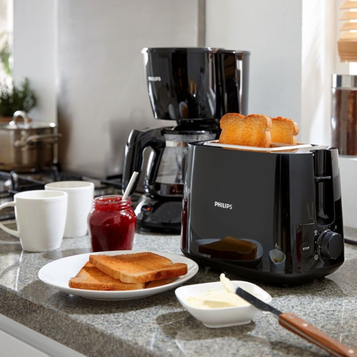 Grille-pain PHILIPS HD2581/90 Toaster noir Daily, 2 fentes, 830W