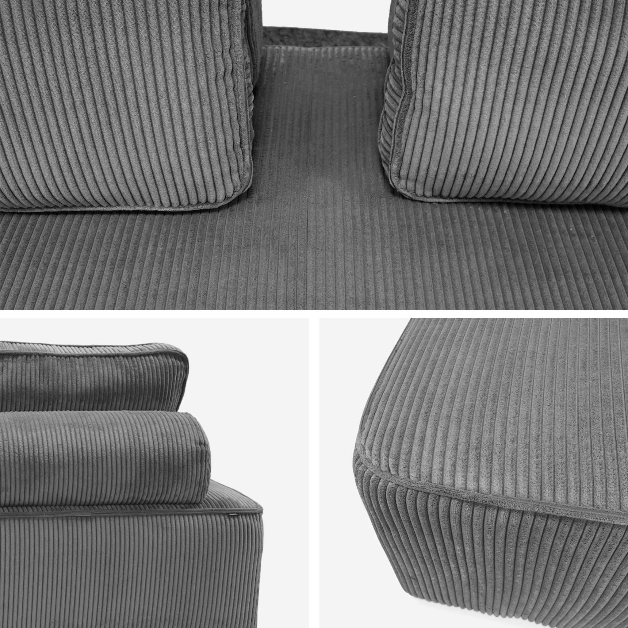 Ensemble chauffeuses LAO pour canapé modulable en velours côtelé 3 places gris foncé