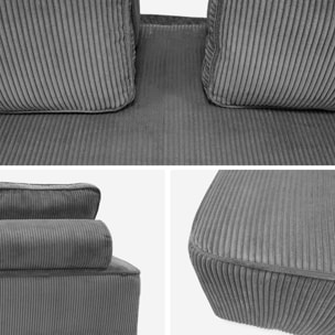 Ensemble chauffeuses LAO pour canapé modulable en velours côtelé 3 places gris foncé