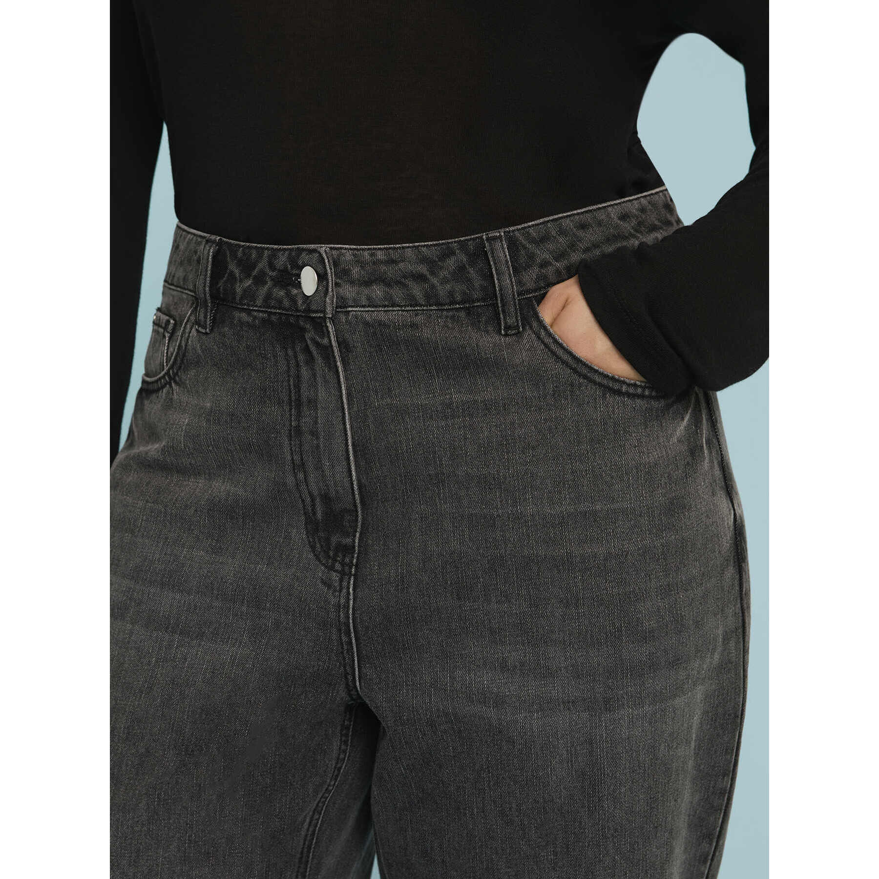 Fiorella Rubino - Jeans Mom Fit lavaggio dark - Grigio