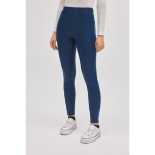 Pantaloni termici blu effetto pelle elasticizzata attillata