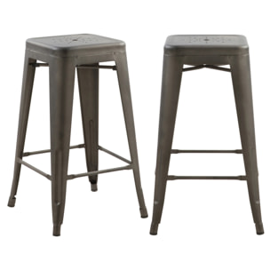 Lot de 2 tabourets pour îlot central 66 cm en métal gris mat - Indus