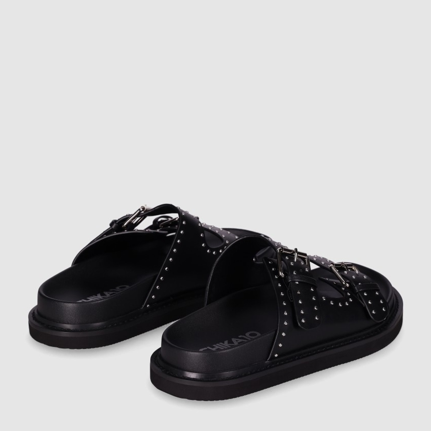 Sandalias de Piel Sintética - Negro - Tacón: 1 cm