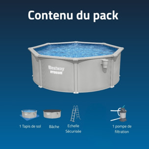 Bestway Piscine acier ronde Bestway Hydrium 366 x 122 cm gris clair