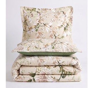 Parure housse de couette et taies oreiller 100% Satin de Coton imprimé