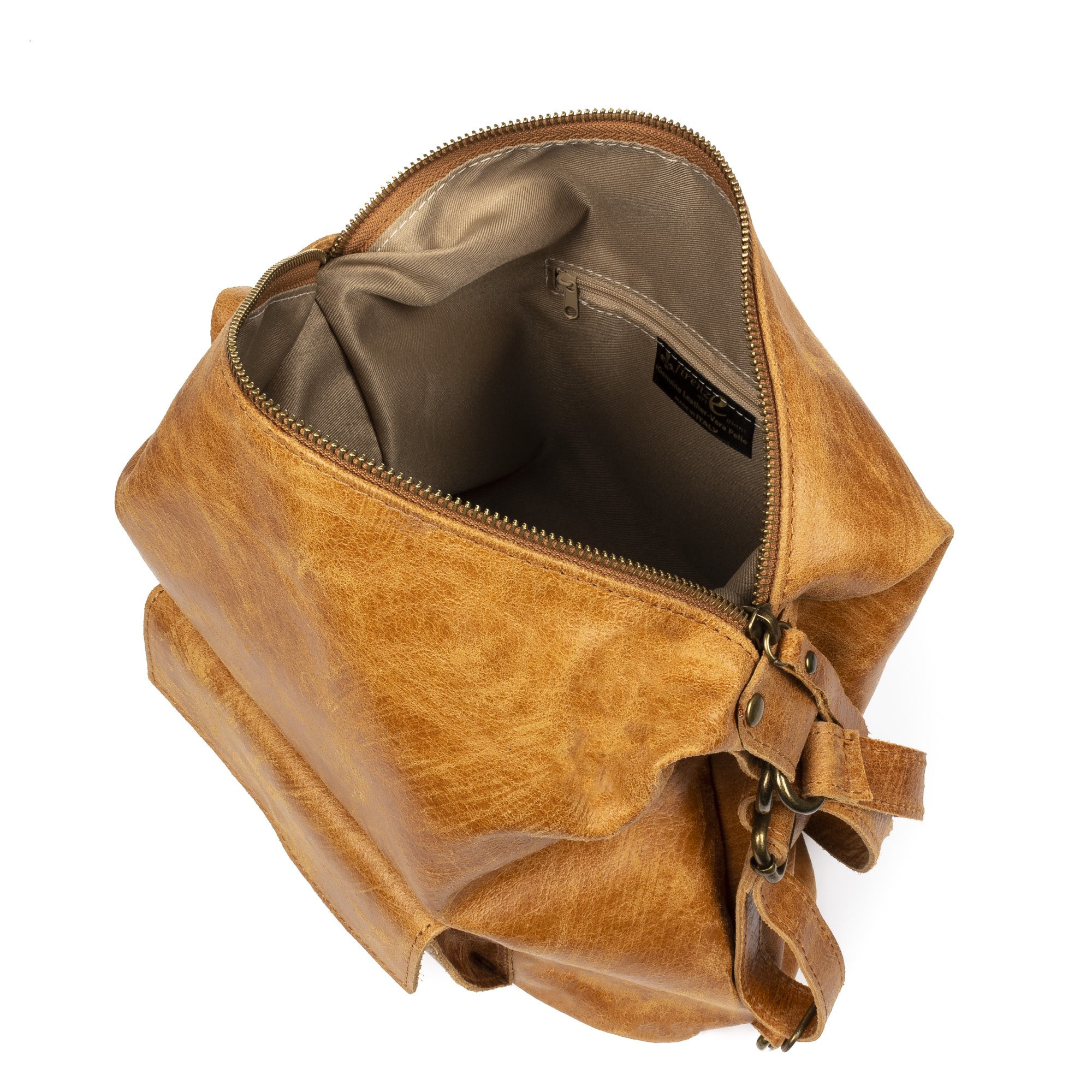 Irene Bolso mochila Mujer.Piel auténtica Gamuza Lavado a la Piedra