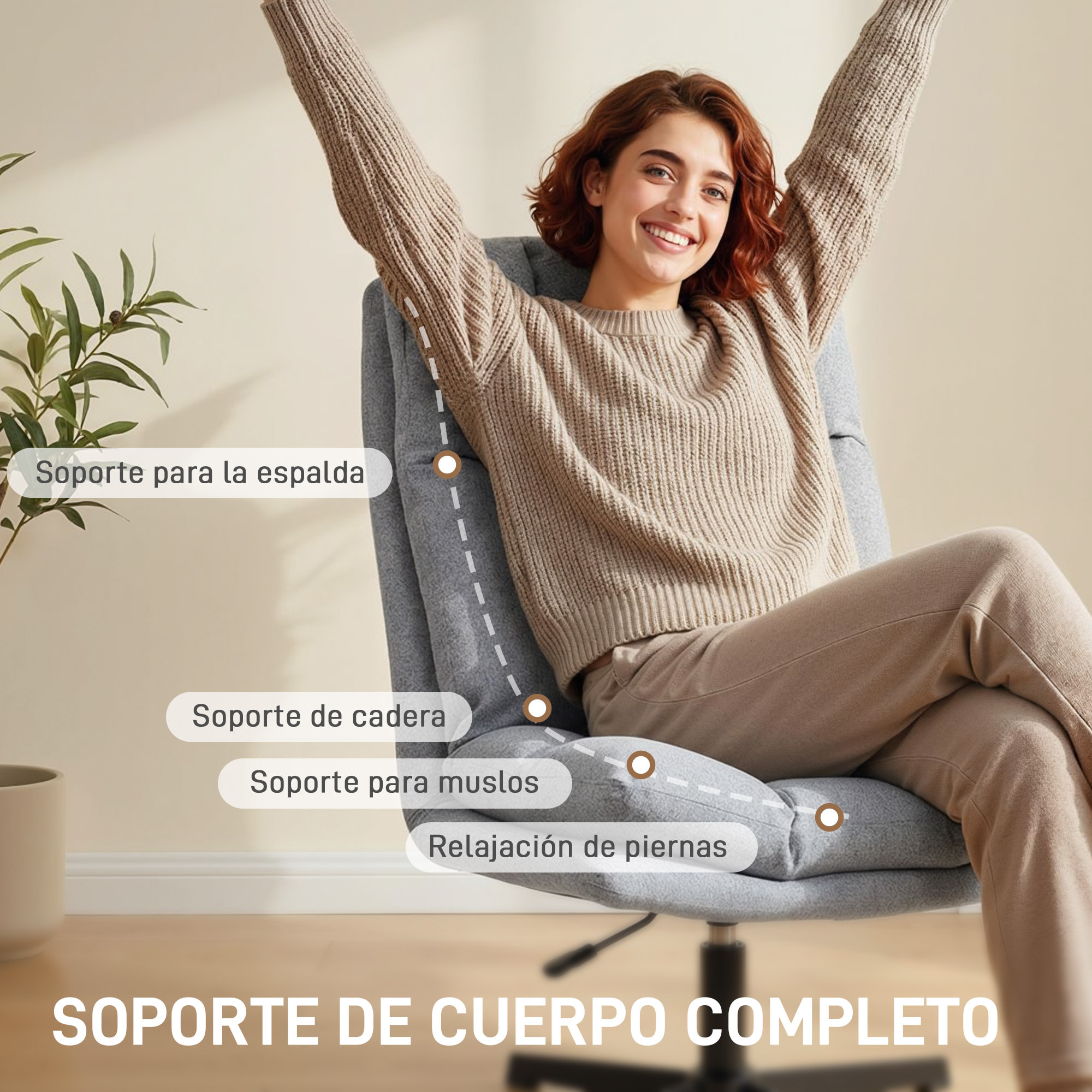 Butaca de Salón, Sillón Giratorio 360°, Sillón Relax con Altura Ajustable, Asiento Ancho, Tapizado en Lino, Base de Metal para Sala de Estar, Dormitorio, Gris Claro