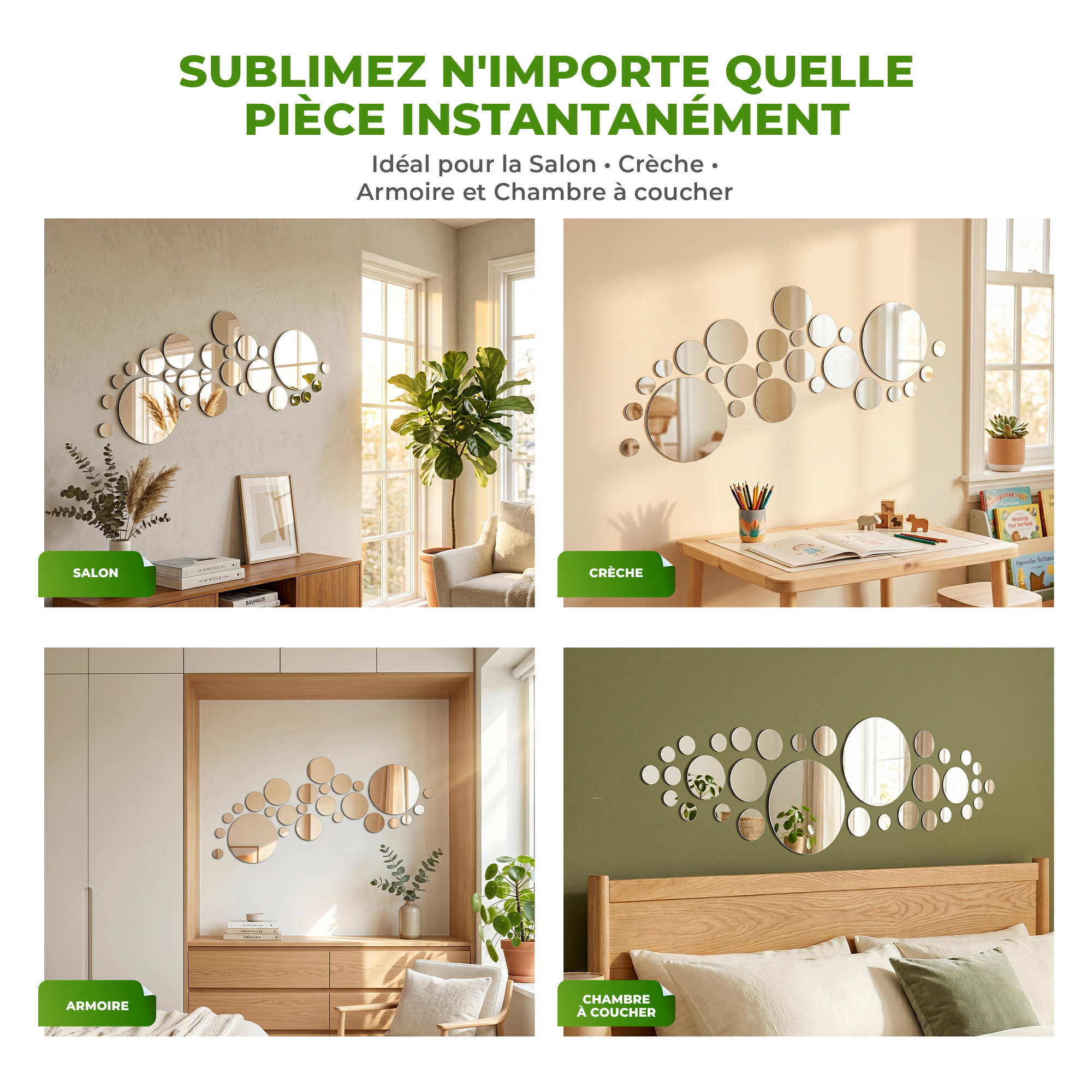 26 stickers miroirs ronds