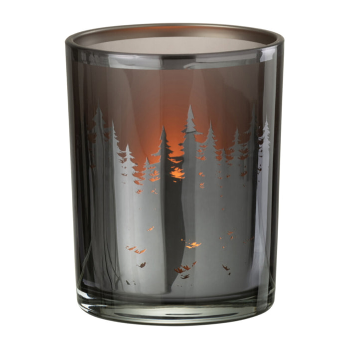 J-Line photophore Arbres - verre - noir/argent - small - 2 pcs