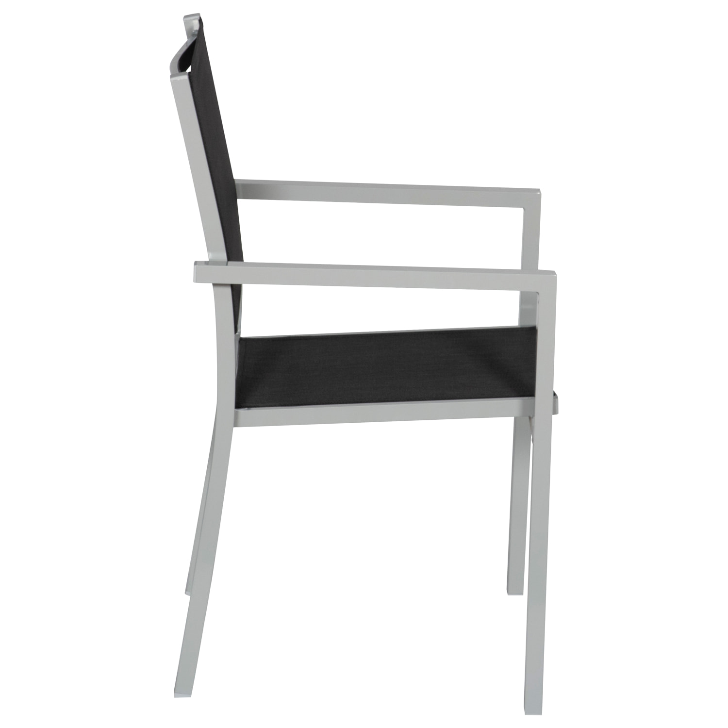 Lot de 8 chaises en aluminium gris - textilène noir