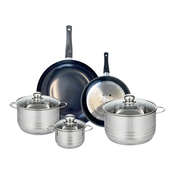Ensemble de 2 Poêles de cuisson 24 et 32 cm et 3 faitouts 14, 20 et 24 cm Elo Prima Brillant