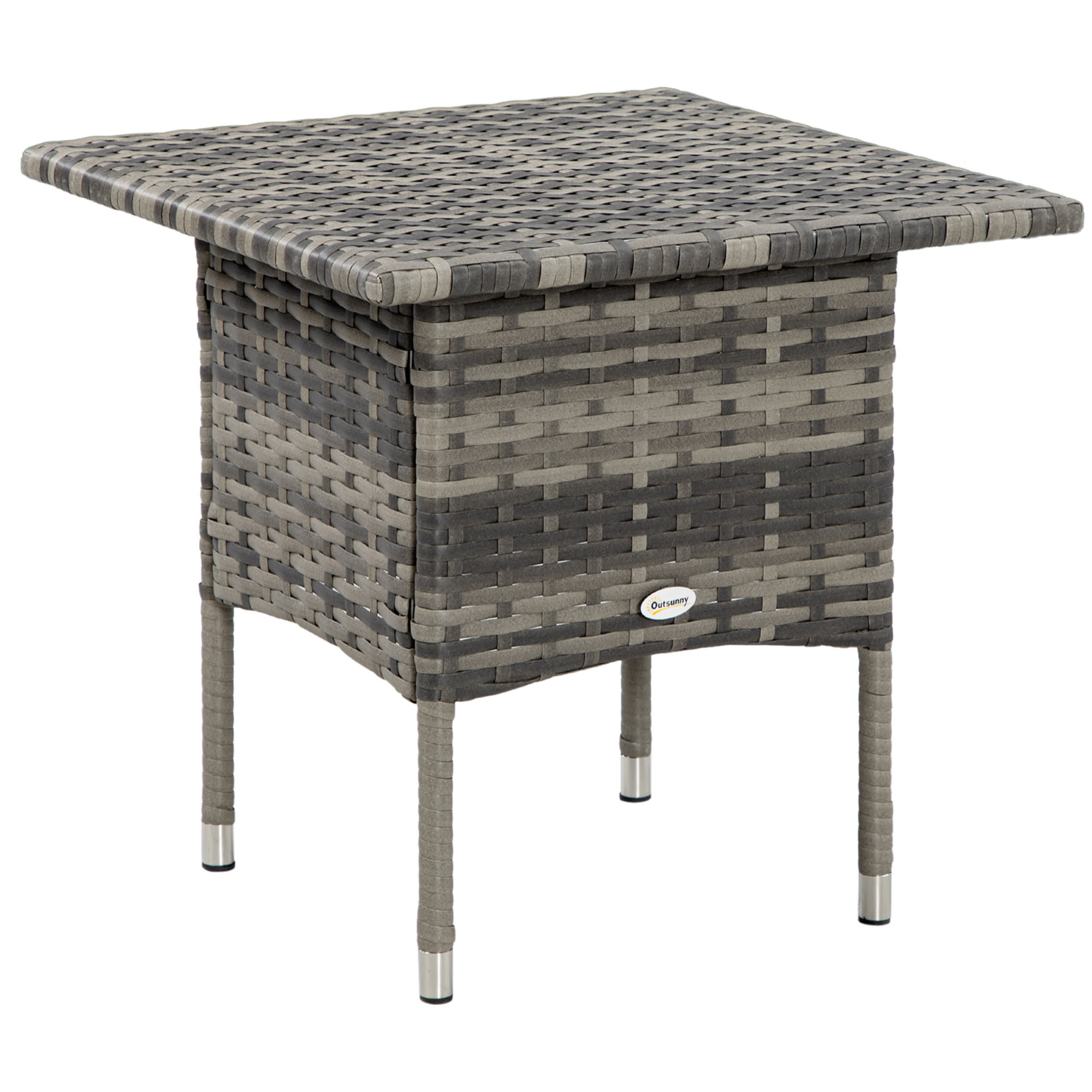 Table basse de jardin style cosy chic dim. 50L x 50l x 47H cm métal époxy résine tressée aspect rotin gris