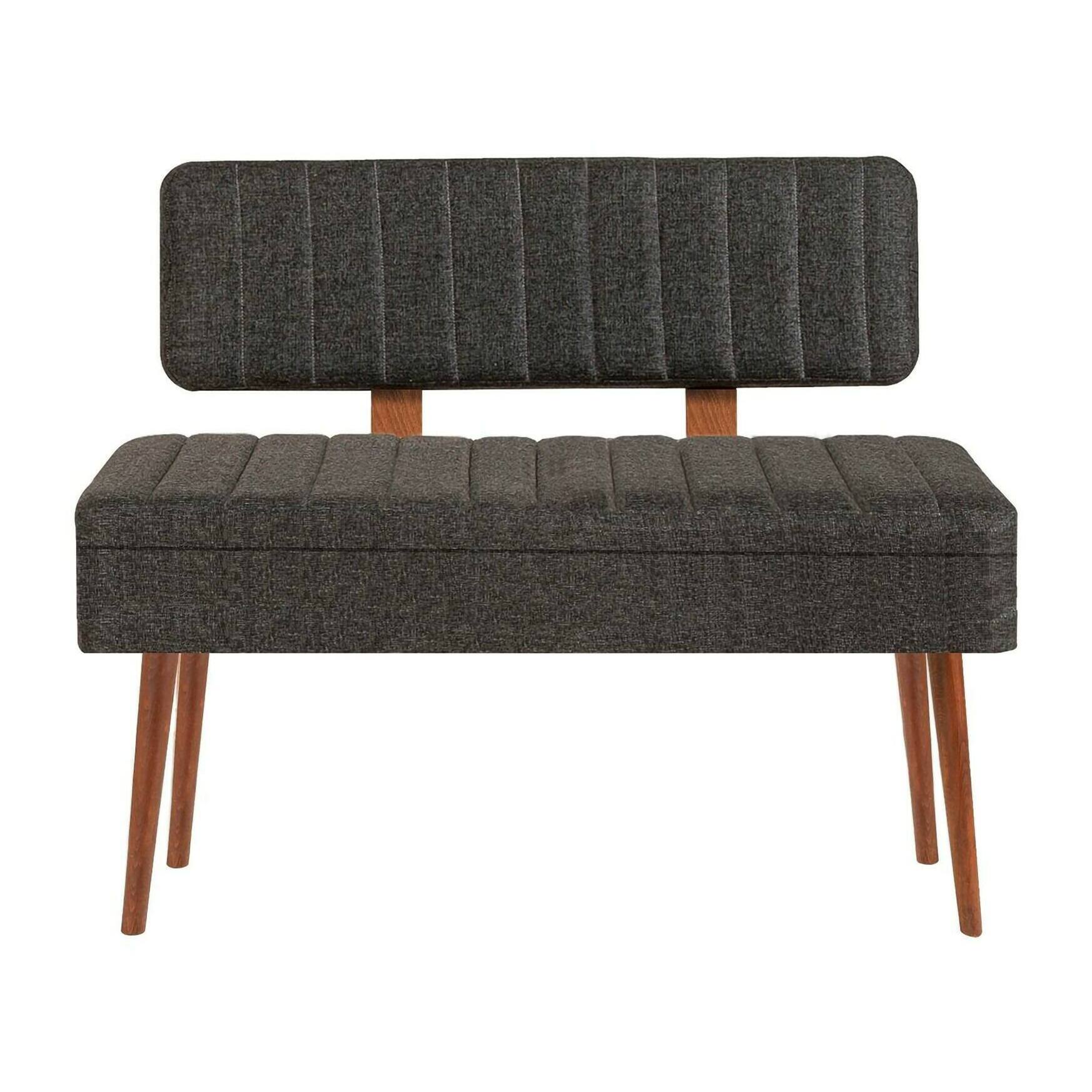 Panca Salento, Panchina multiuso, Seduta per ospiti, Cassapanca multifunzione, 90x39h40 cm, Noce e Antracite