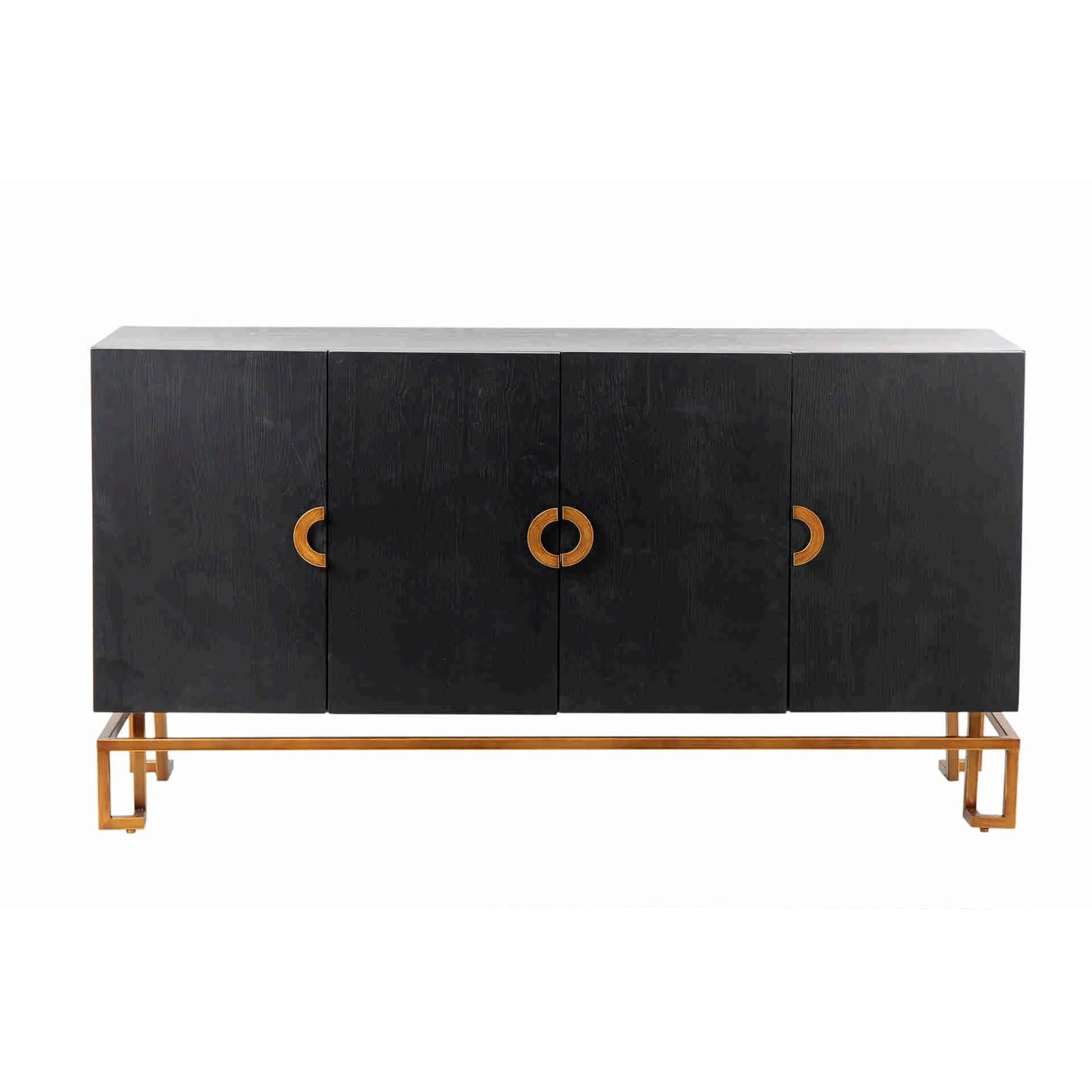 Aparador Negro-dorado Madera-metal 152x40x82 Cm