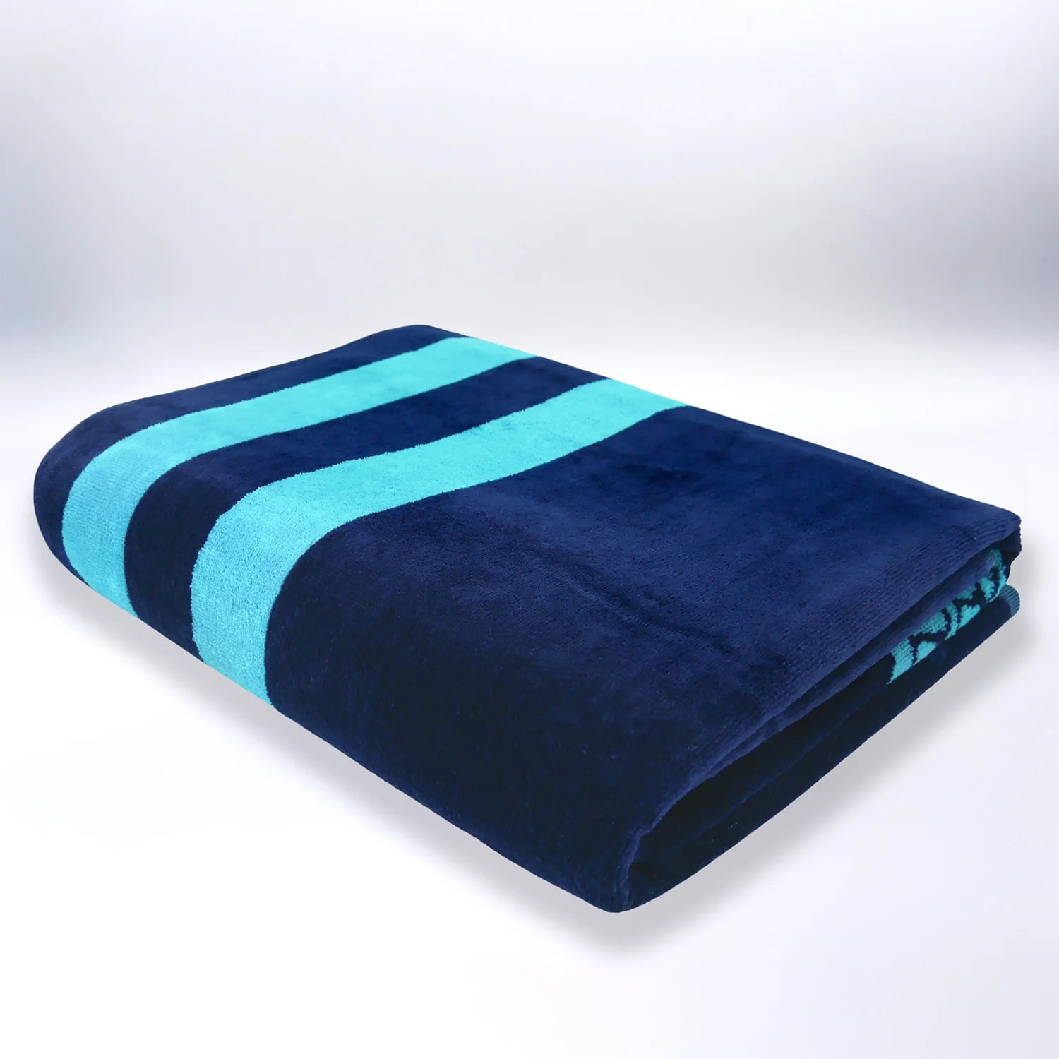 Serviette de plage XL éponge velours Jacquard Bleu 140x180 400g/m² - Paxos
