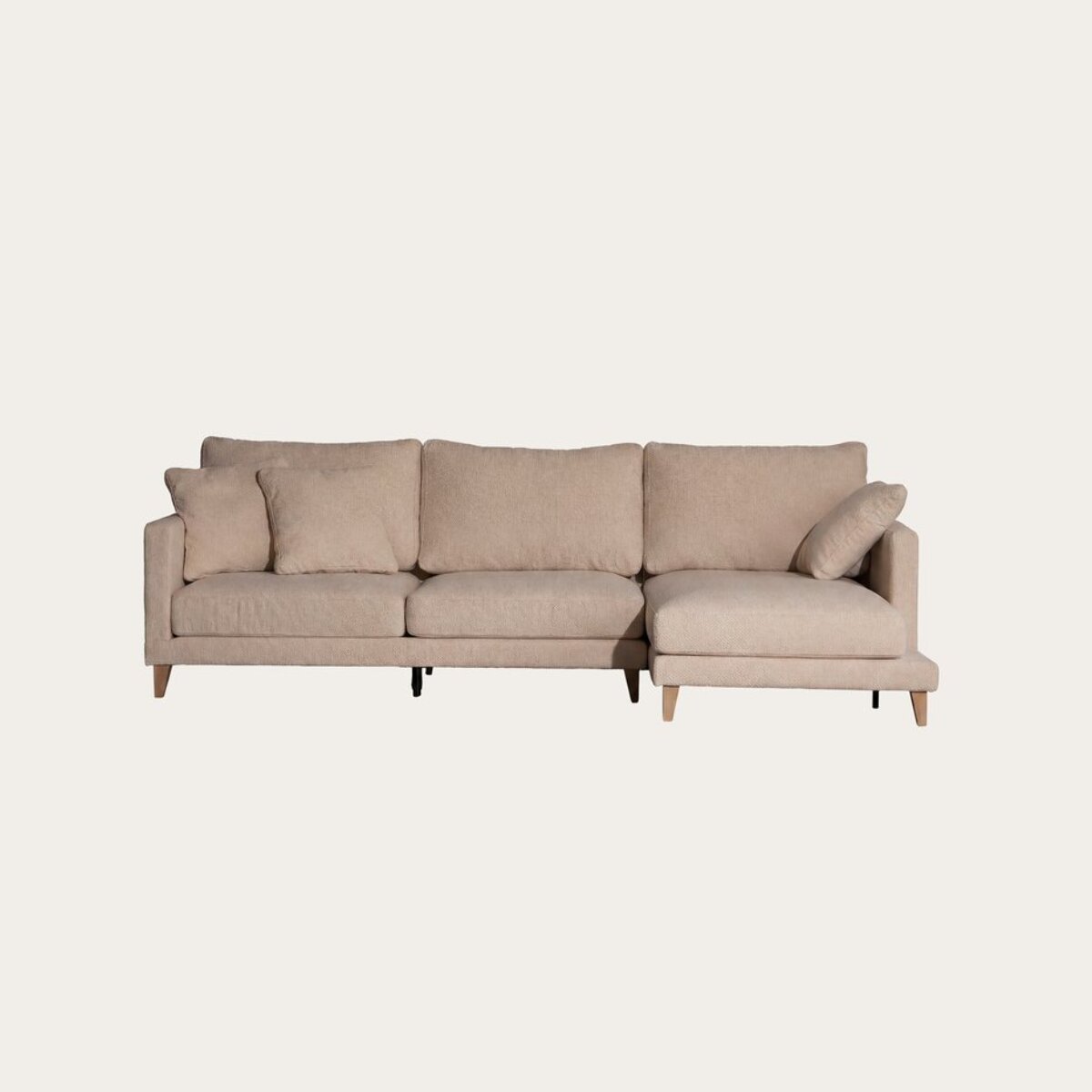 Canapé d'angle Dafne -textile,mousse pu,bois,panneau de particules-couleur beige 275 x 90 x 160 cm