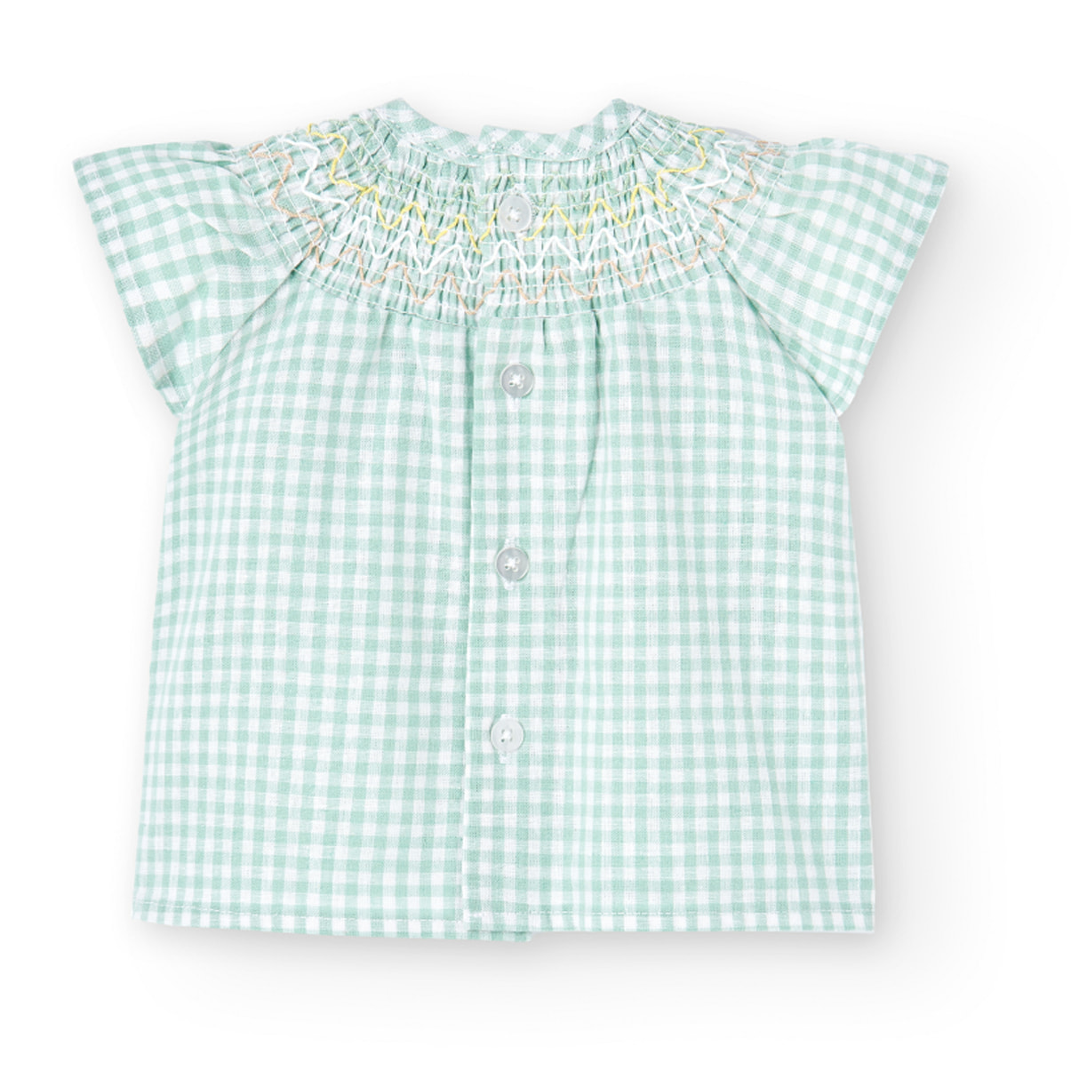 Conjunto combinado niña, algodón, estampado cuadros, verde