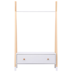 Penderie pour enfant bois et blanche avec tiroir LOU