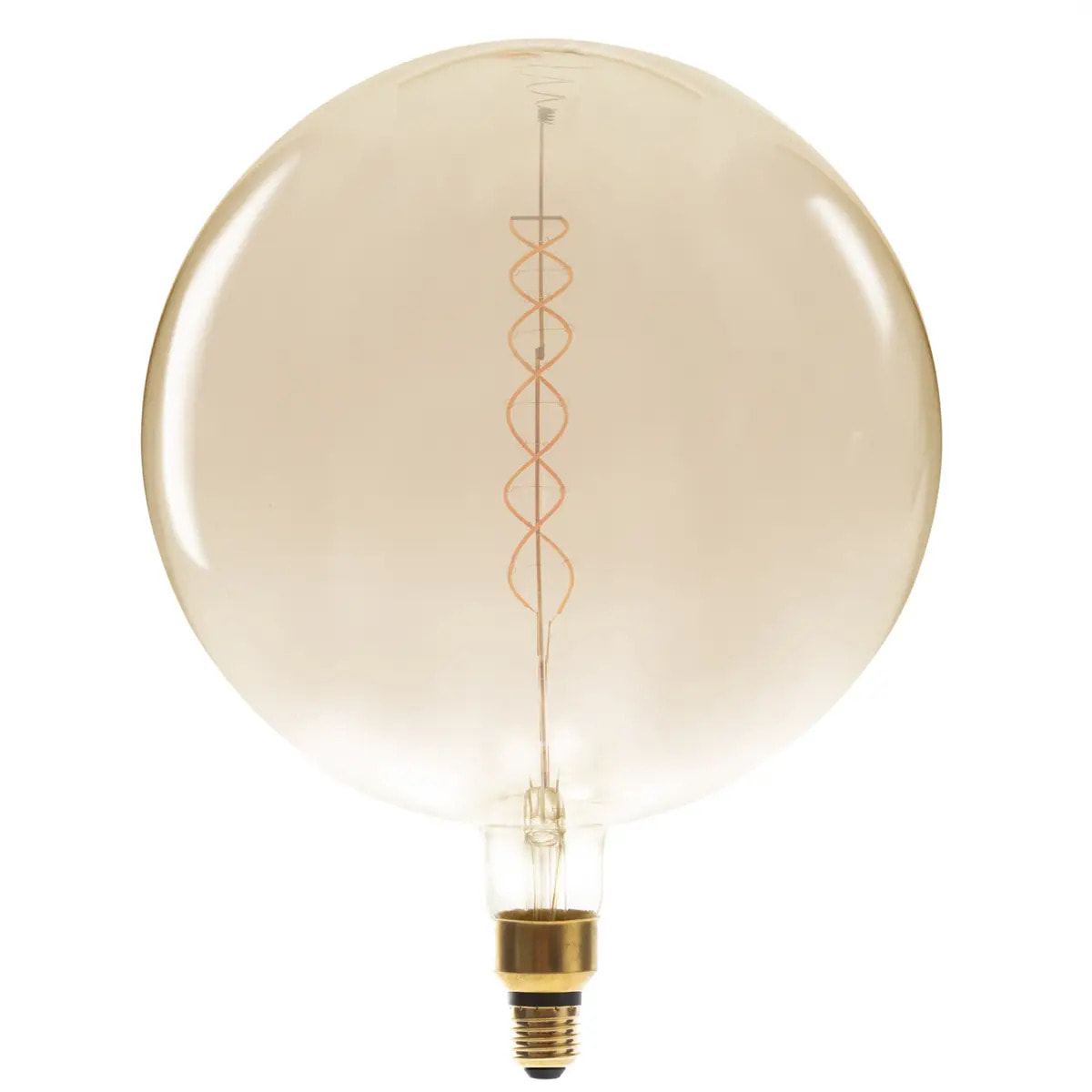 Ampoule LED "Globe" ambrée - filament torsadé E27 D30 cm