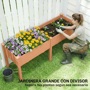 Huerto Urbano Elevado de Madera, Mesa de Cultivo con Patas, 6 Orificios de Drenaje, para Cultivo, Plantas, Flores y Verduras, 184x59x76,5 cm, Marrón