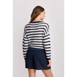 Kocca - Maglia a maniche lunghe a righe Donna, Righe, Girocollo