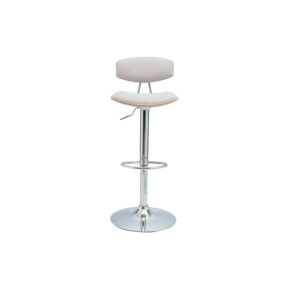 Tabourets de bar design réglables en tissu effet velours texturé beige et métal (lot de 2) VASCO