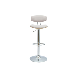 Tabourets de bar design réglables en tissu effet velours texturé beige et métal (lot de 2) VASCO