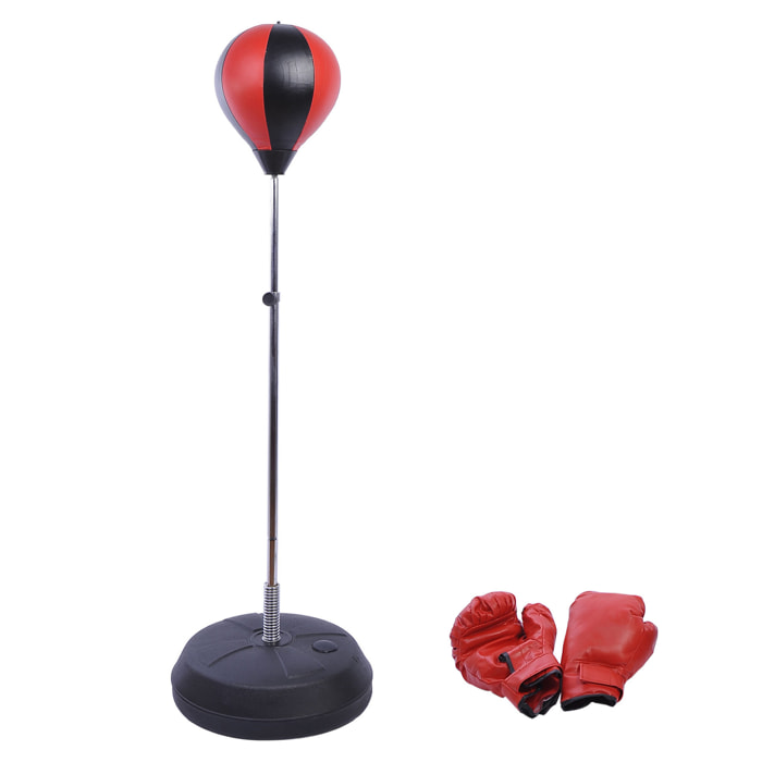 Sac de frappe punching ball avec gants et pompe hauteur reglable 125 à 145 cm