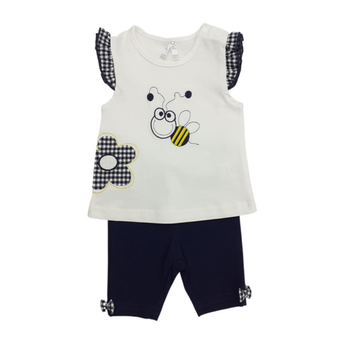 TSHIRT JERSEY BIANCO APINA E LEGGINGS JERSEY BLU