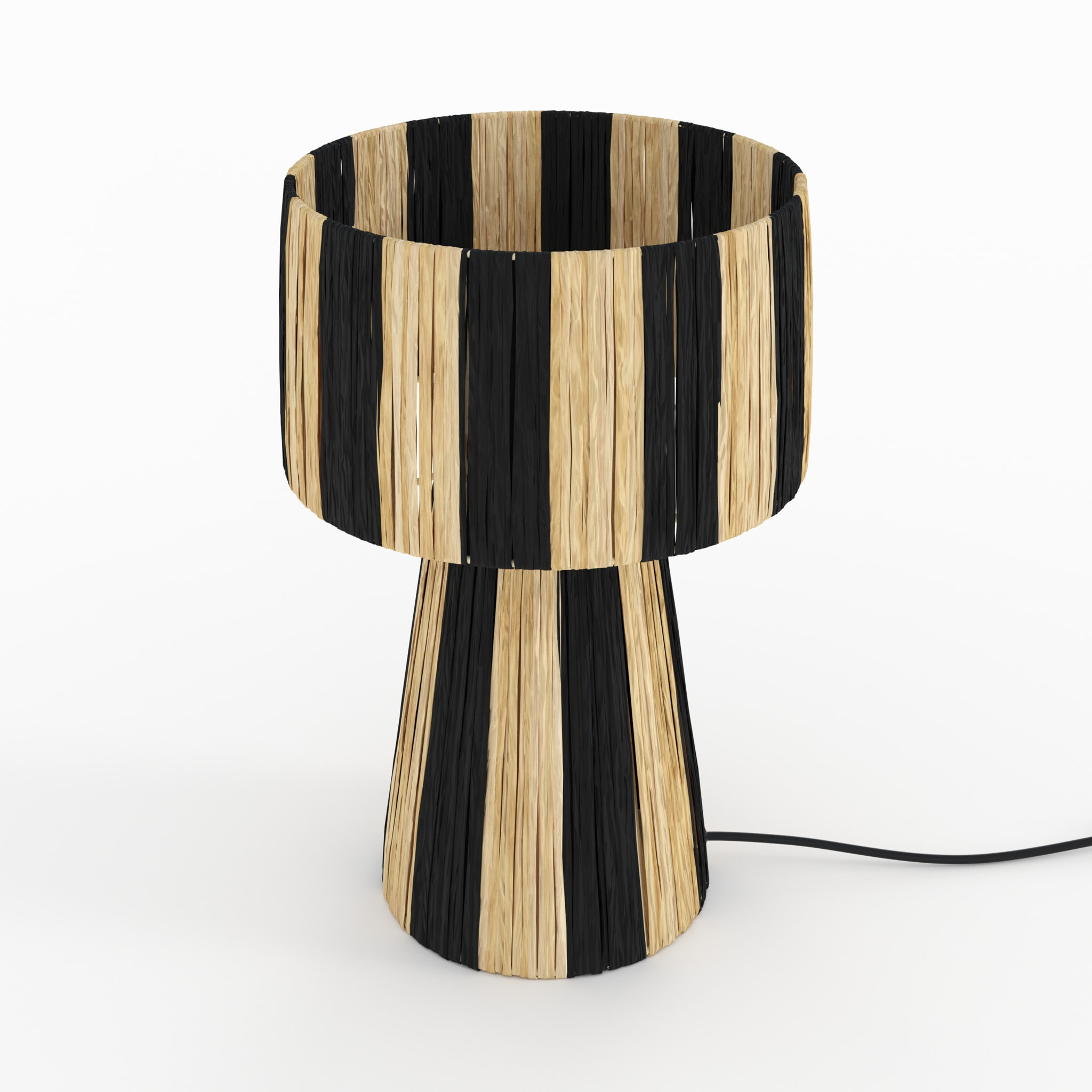 Lampe rayée noire en feuille de palmier - Soléa