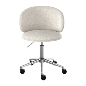 Chaise de bureau Aurore en tissu bouclé blanc