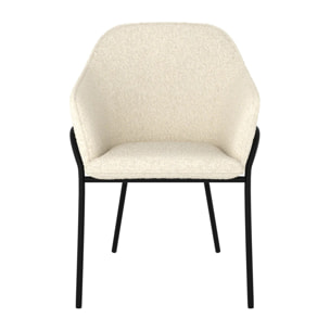 Chaise effet laine bouclette blanche et pieds en métal - Toscane