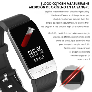 Pulsera inteligente F112 con medición de temperatura corporal, electrocardiograma, tensión y O2 en sangre