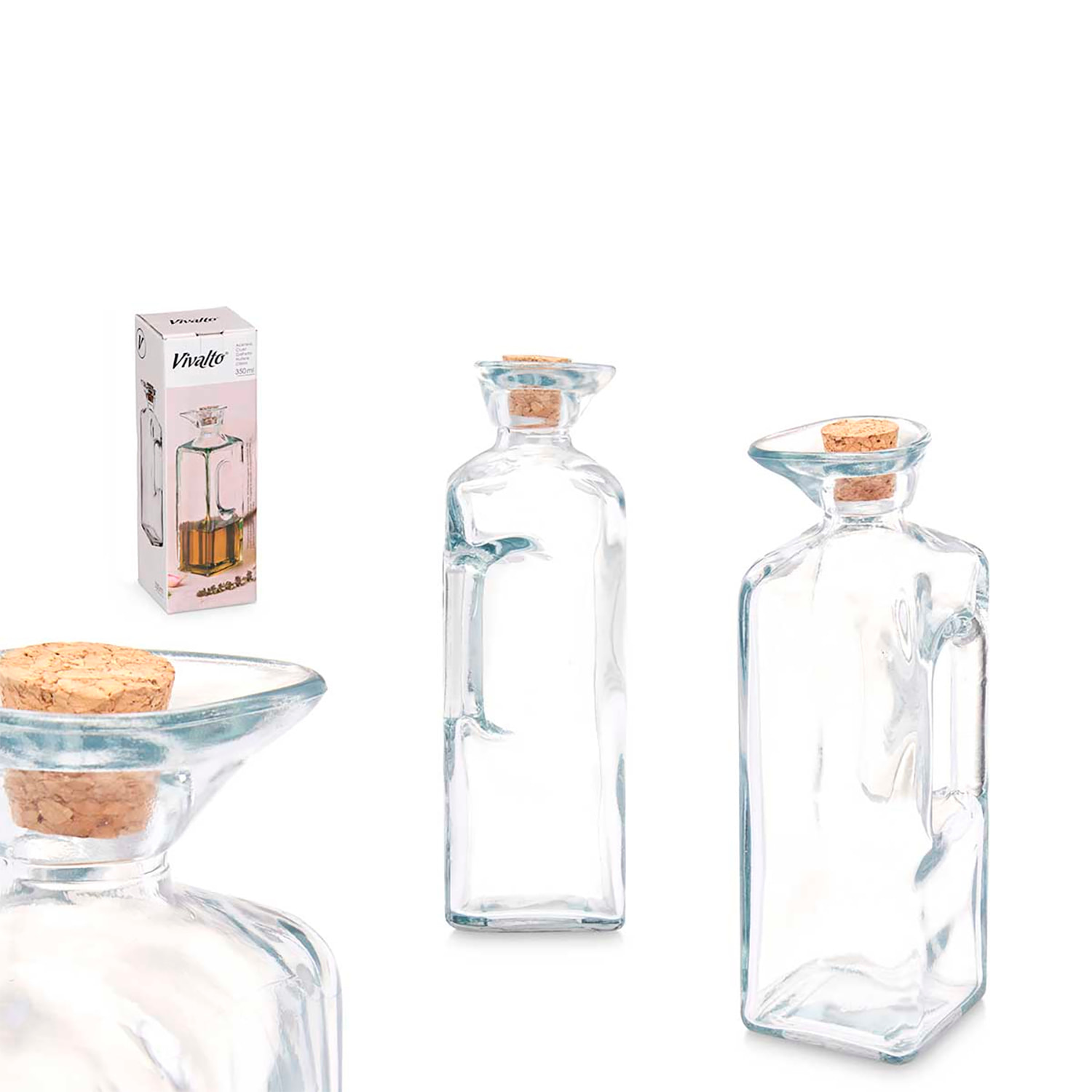 ACEITERA CUADRADA ASA TAPON CORCHO 330 ML