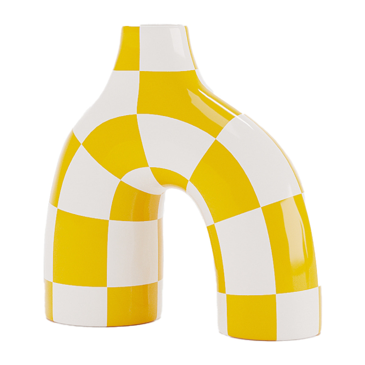 Phoenix - Vase art moderne à damier jaune