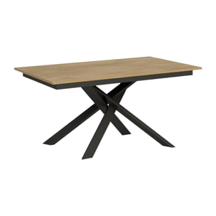 Table extensible 90x160/220 cm Ganty Chêne Nature bande de chante en teinte cadre Anthracite