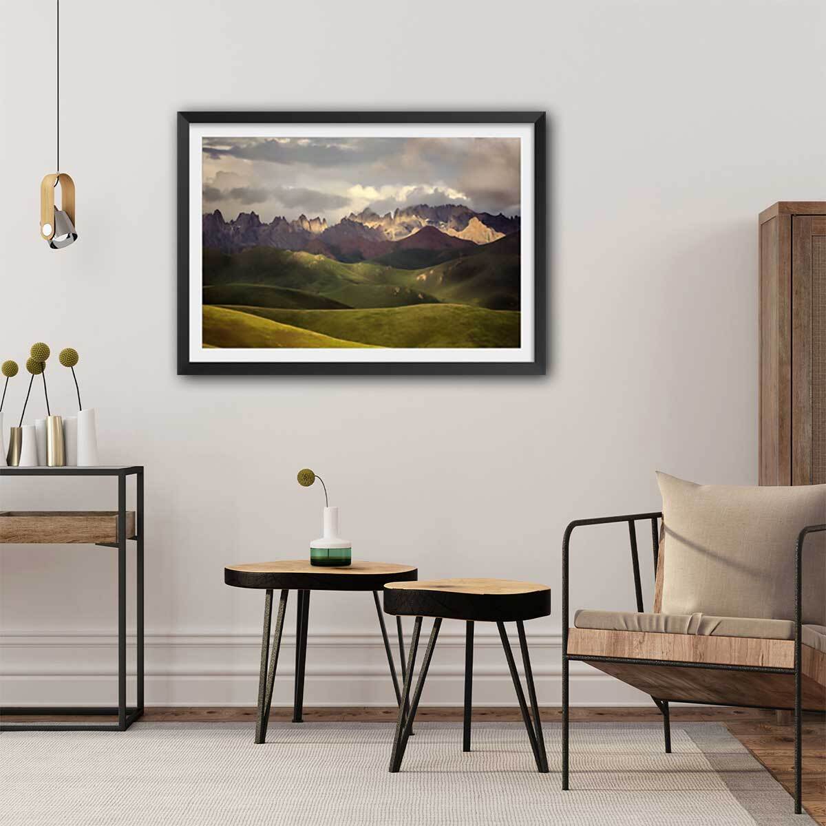 Affiche Plateau Tibetain Affiche sous cadre noir