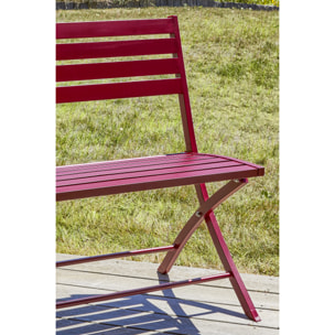 MARIUS - Banc de jardin pliant en aluminium rouge carmin