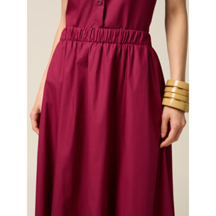 Oltre - Falda midi de popelina - Burgundy