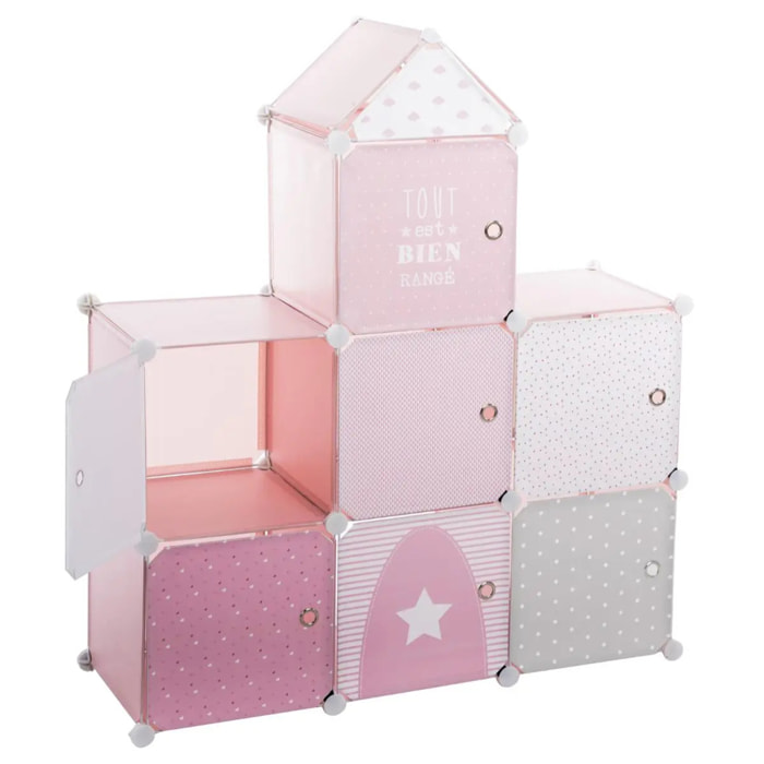 Casiers de rangement enfant "Château" rose 96x109cm