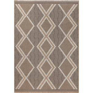 Tulum - Tapis effet jute motif losange noir