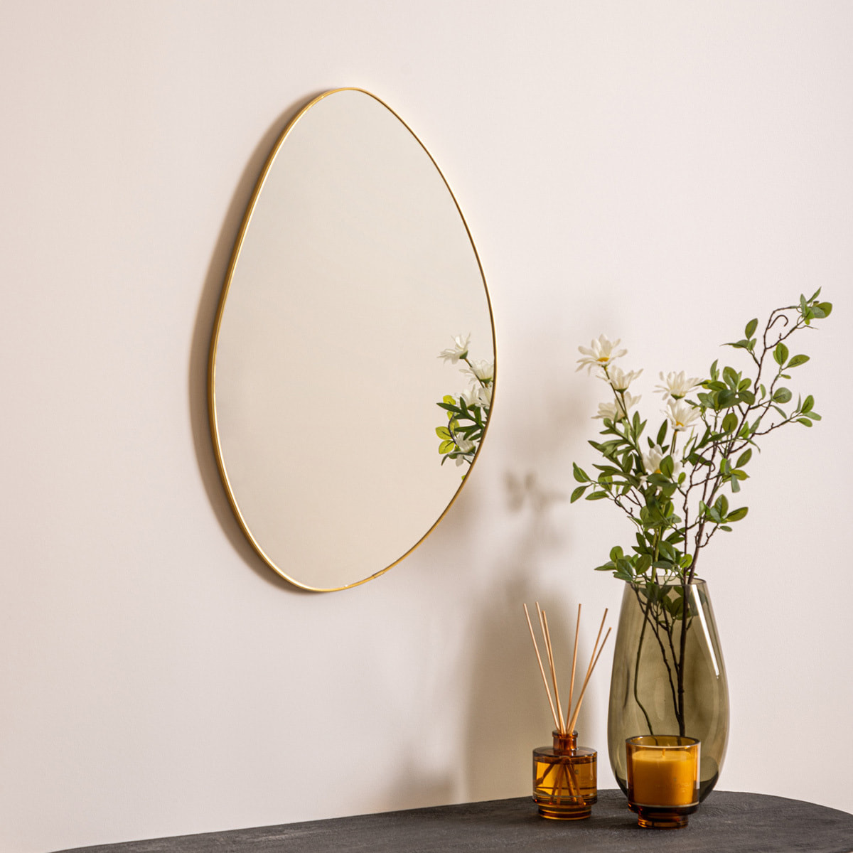 Miroir organique Roman doré 60x40cm