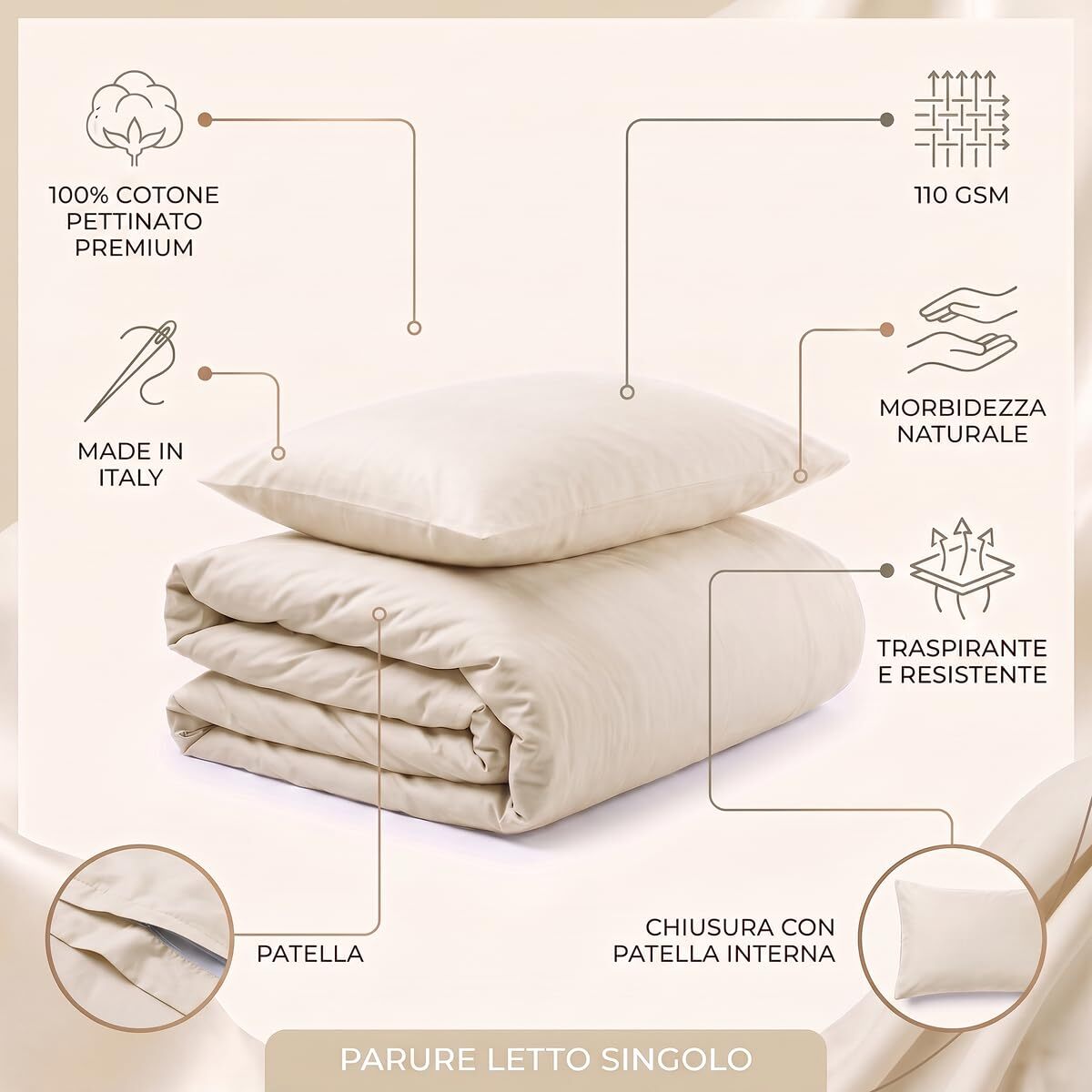 Parure copripiumino in cotone - Beige