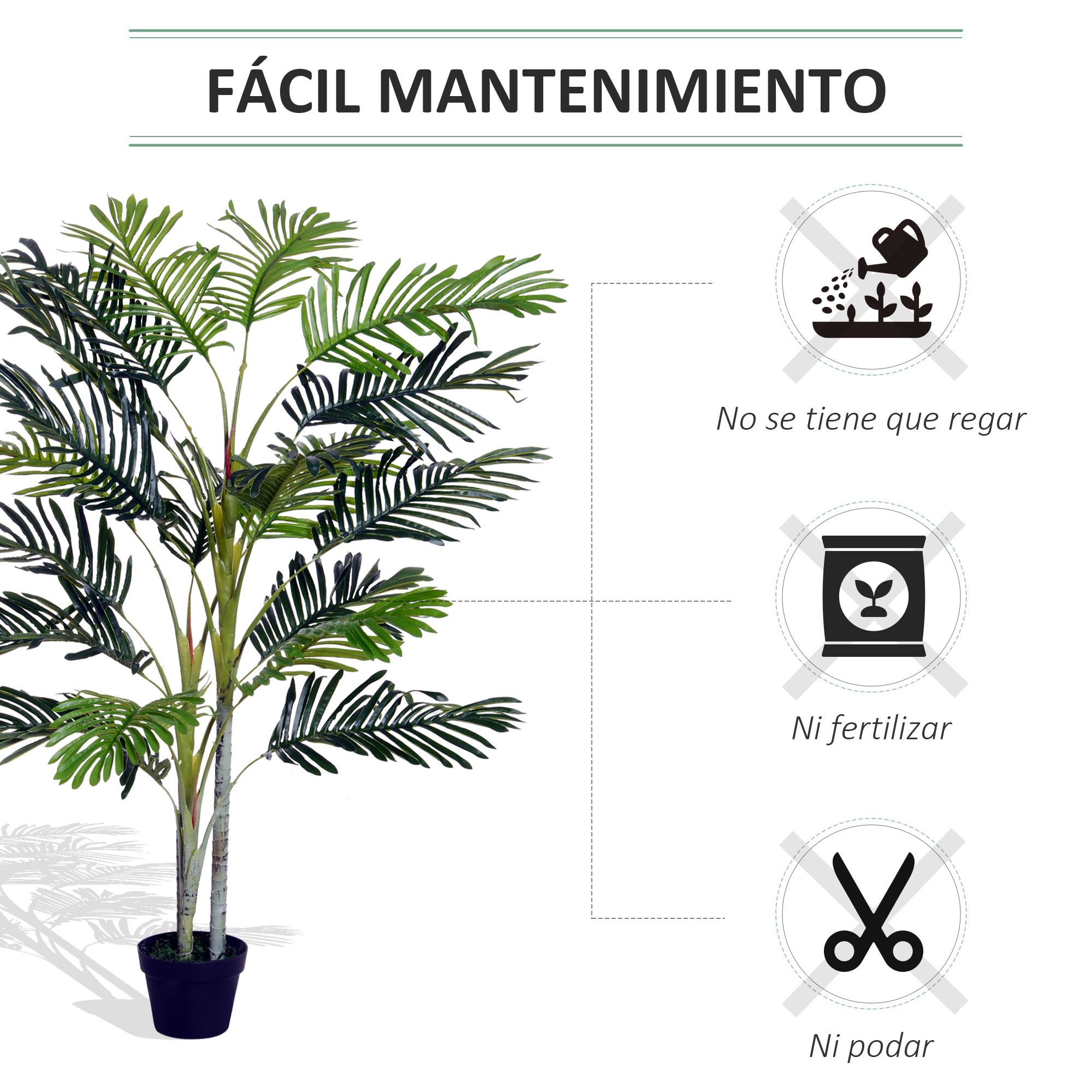 Palma Artificial con Caña Móvil Planta Decorativa ÃÂ¤18x15cm