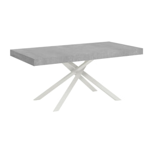 Mesa extensible 90x180/440 cm Karida cemento patas blanca