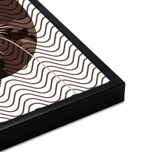 Affiche encadrée abstraite feuille et formes ondulées Affiche + cadre en métal - Noir